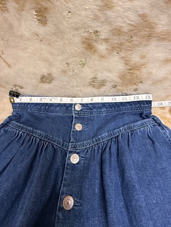 American Eagle Denim Blue Short Flair Pleaded Skirt Button Down Sz 2 - Picture 4 of 5